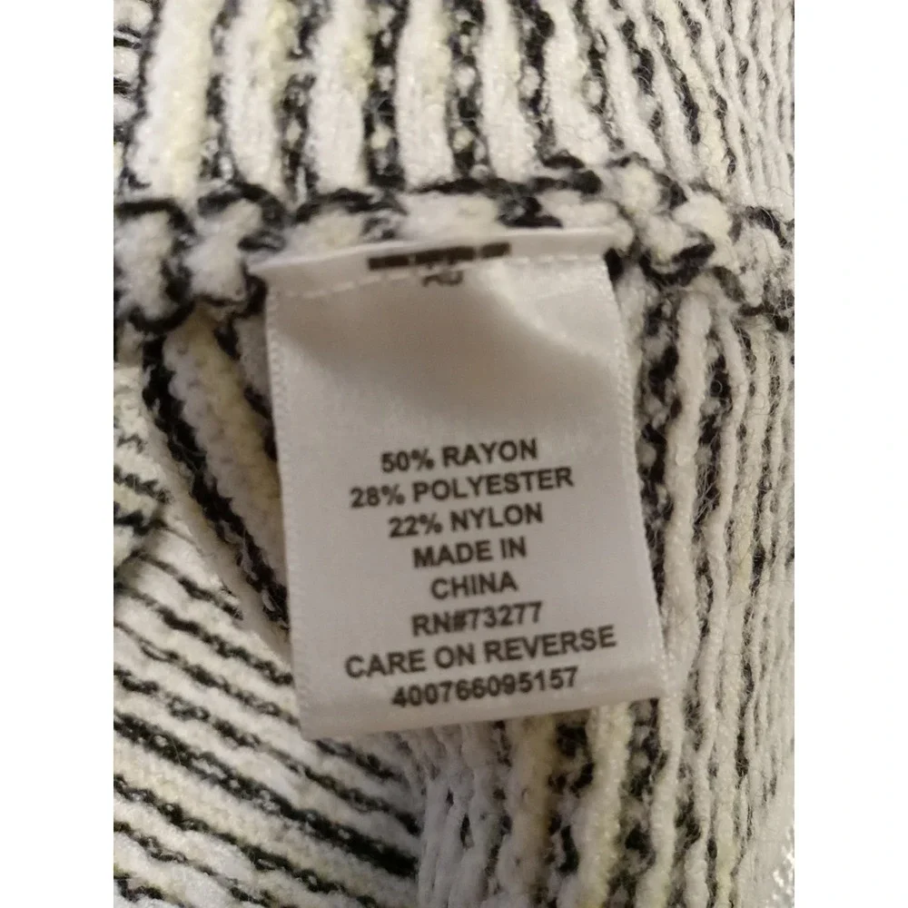 Elle Women Black‎ White Woven  Textured Cardigan Sweater Size XXL